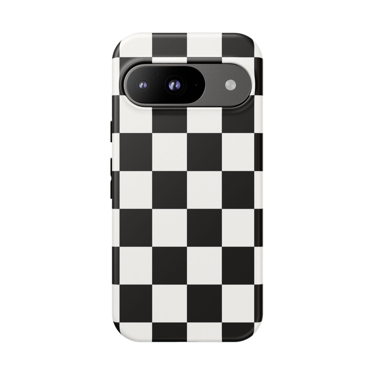 Black & White Checkerboard Phone Case – Classic Aesthetic Tough Protective Case