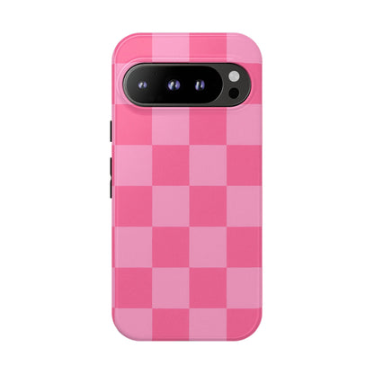 Pink Checkerboard Phone Case | Cute Aesthetic Checkered iPhone & Samsung Tough Case
