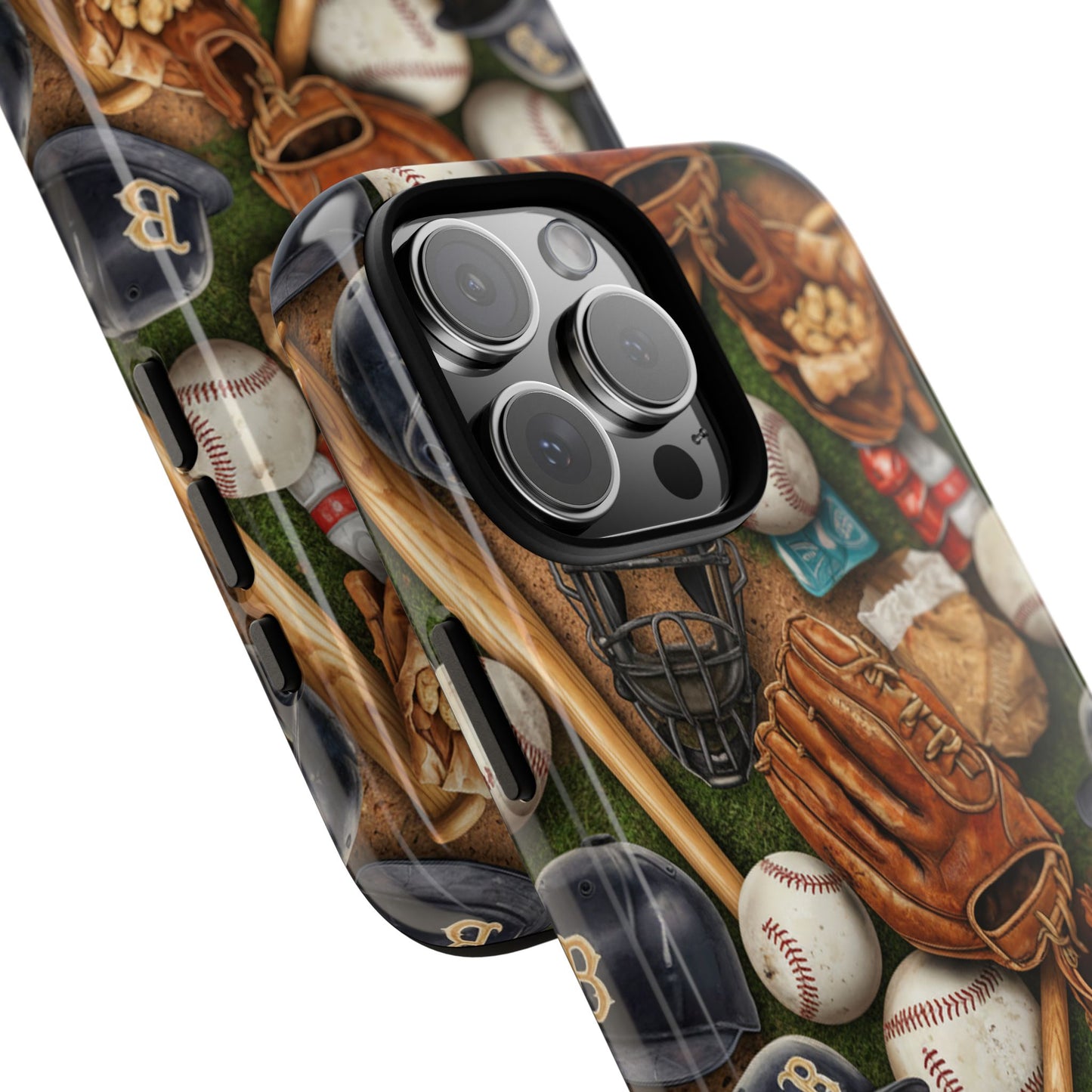 Baseball Gear Collage Phone Case – Vintage Baseball Equipment Sports Tough Case