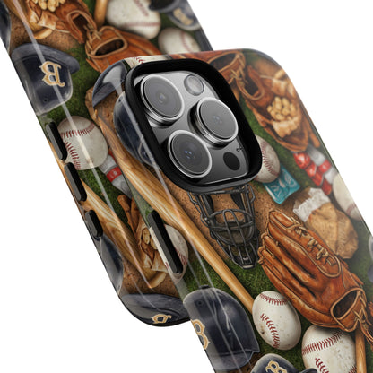 Baseball Gear Collage Phone Case – Vintage Baseball Equipment Sports Tough Case