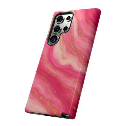 Pink Marble Phone Case | Rose Gold Swirl Aesthetic Tough Protective Case