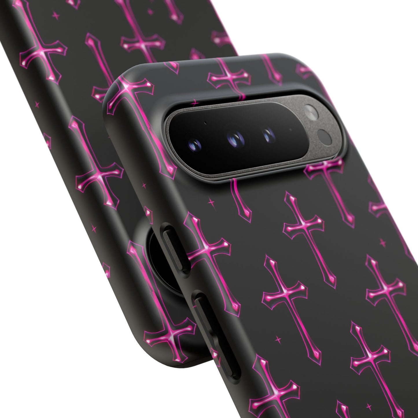 Neon Pink Cross Pattern Phone Case | Tough Protective Case for Iphone, Samsung Galaxy and Pixel