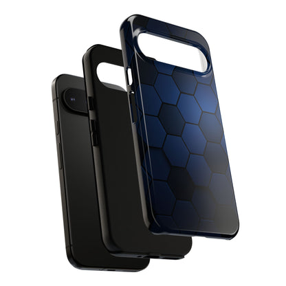 Blue Hexagon Gradient Phone Case | Honeycomb Geometric Tech Aesthetic | Minimalist Tough Case for iPhone & Samsung