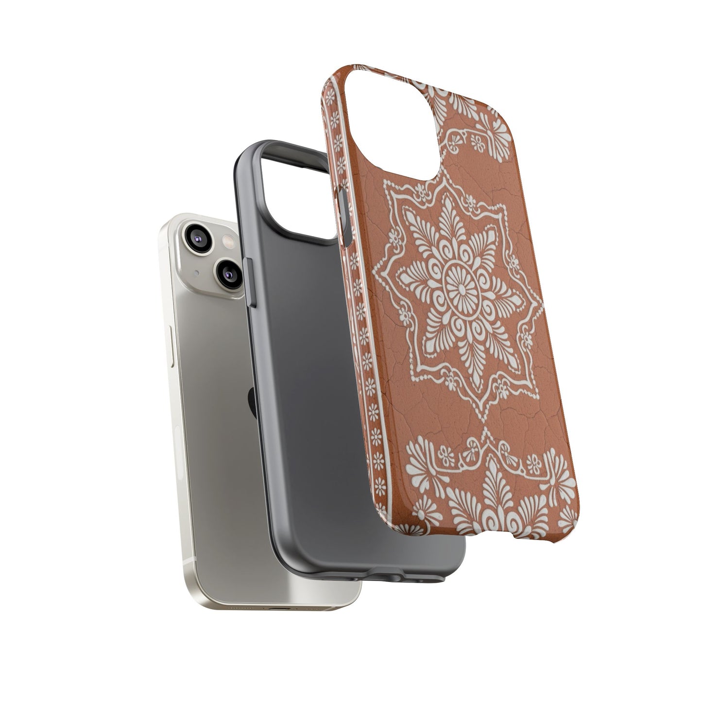 Talavera Terracotta Phone Case | Mexican Floral Pattern iPhone & Samsung Tough Case | Boho Clay Aesthetic Cover
