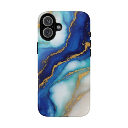 Blue & Gold Marble Phone Case – Luxury Resin Art Tough Case (iPhone, Samsung, Pixel)