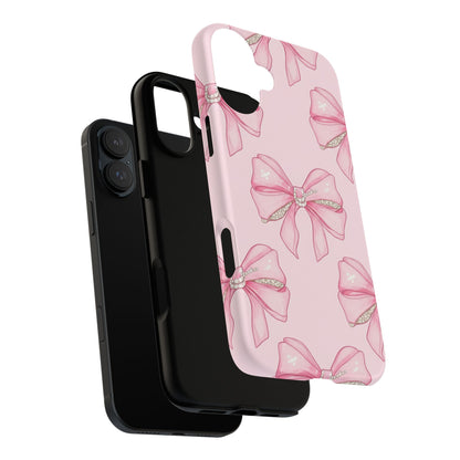 Pink Bow Pattern Phone Case | Coquette Aesthetic Tough Protective Case