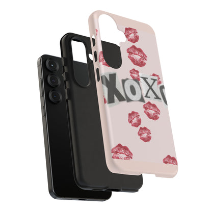 XOXO Kiss Print Phone Case | Coquette Valentine Aesthetic | Cute Pink Lipstick Kiss Tough Case for iPhone & Samsung
