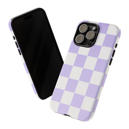 Lavender Checkerboard Phone Case | Pastel Aesthetic Checkered iPhone & Samsung Tough Case