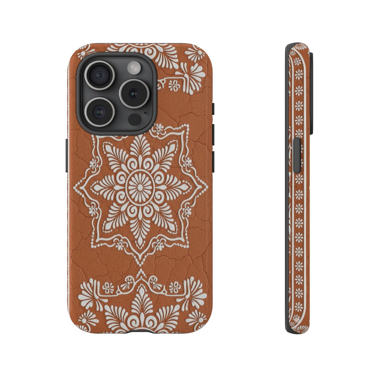 Talavera Terracotta Phone Case | Mexican Floral Pattern iPhone & Samsung Tough Case | Boho Clay Aesthetic Cover