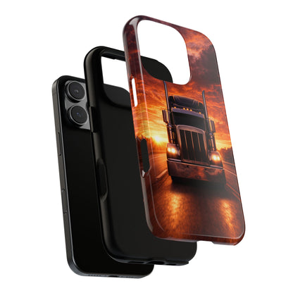 Big Rig Truck Phone Case Sunset Highway Semi Truck iPhone Samsung Cover