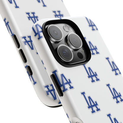 Blue LA Monogram Pattern Phone Case | Minimal Baseball Inspired Tough Cover