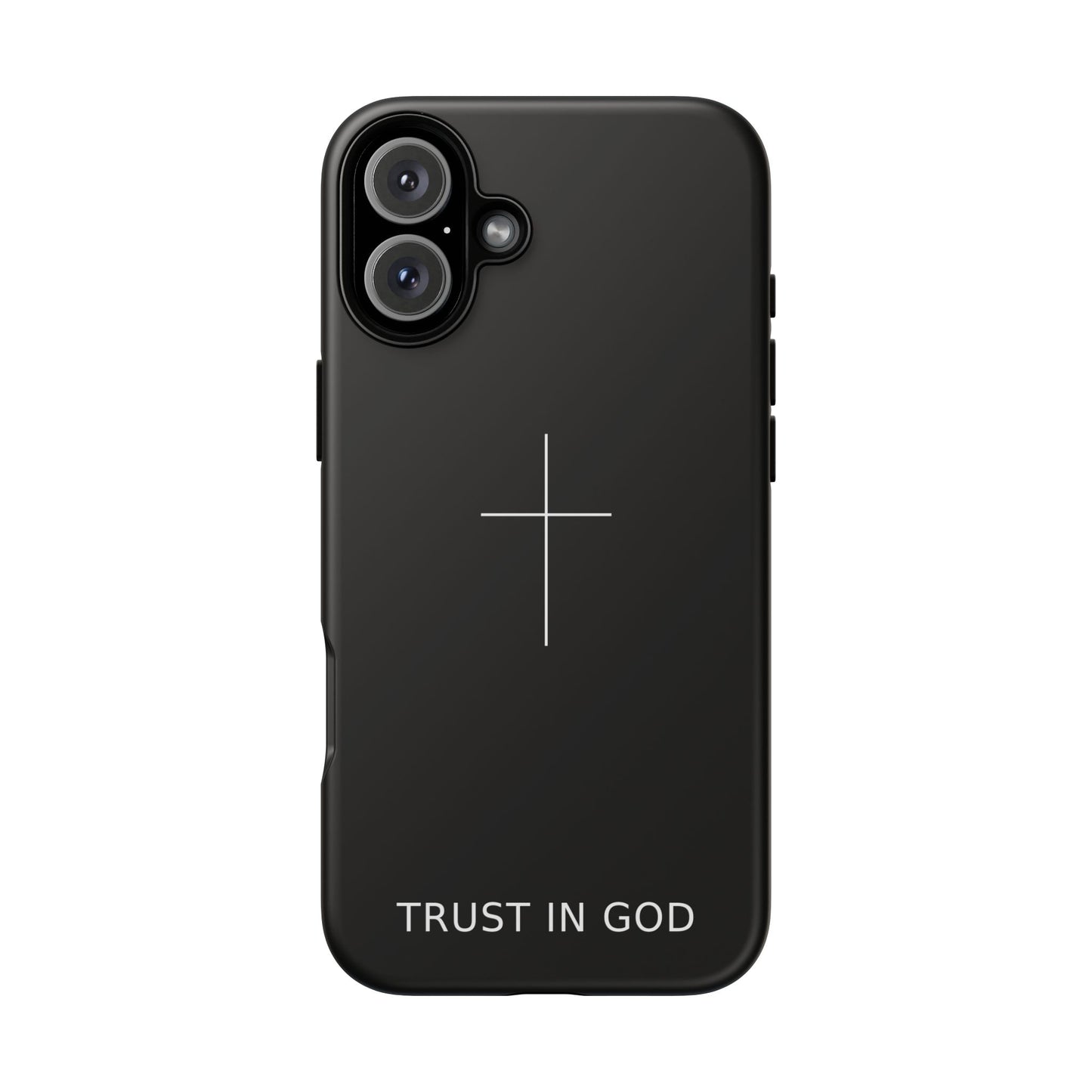 Trust in God Phone Case Minimal Cross Christian Black Tough Cover