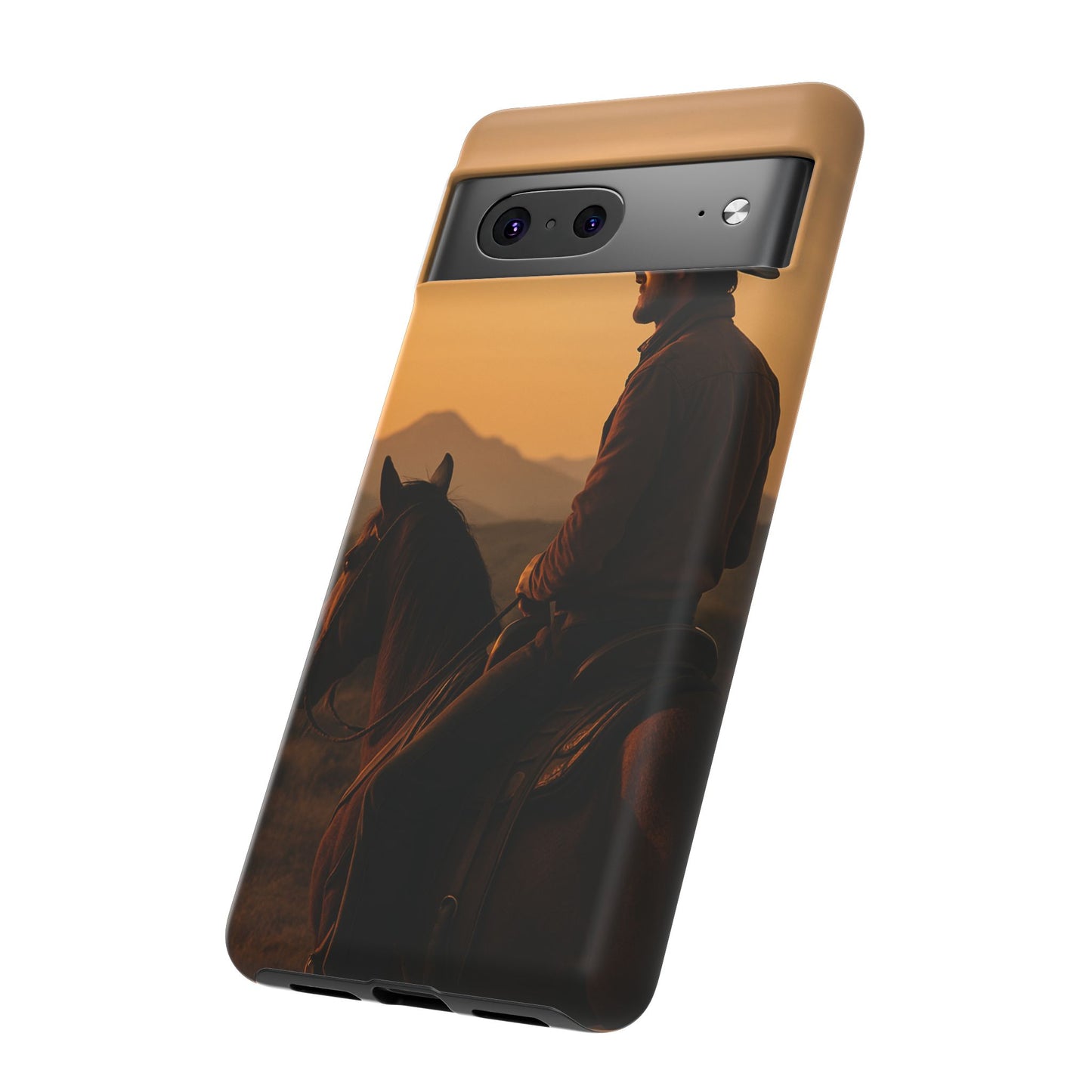 Western Cowboy Sunset Phone Case | Horse Rider Desert Aesthetic Tough Protective Case