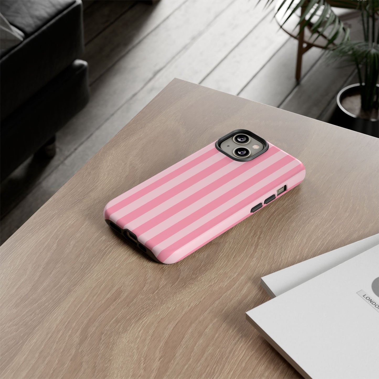 Pink Vertical Stripe Phone Case | Minimal Pastel Stripes Tough Case