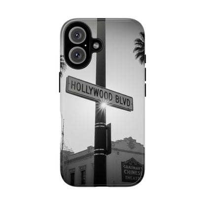 Hollywood Blvd Phone Case | Vintage Los Angeles Street Sign | Black & White LA Aesthetic