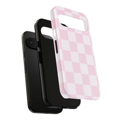 Pink Checkerboard Phone Case | Aesthetic Tough Protective Case