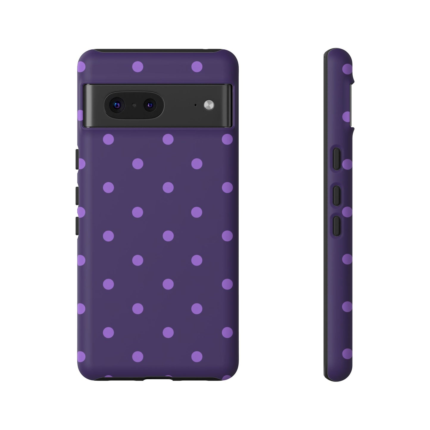 Purple Polka Dot Tough Phone Case – Cute Stylish Durable Protective Cover for Iphone, Samsung Galaxy and Pixel