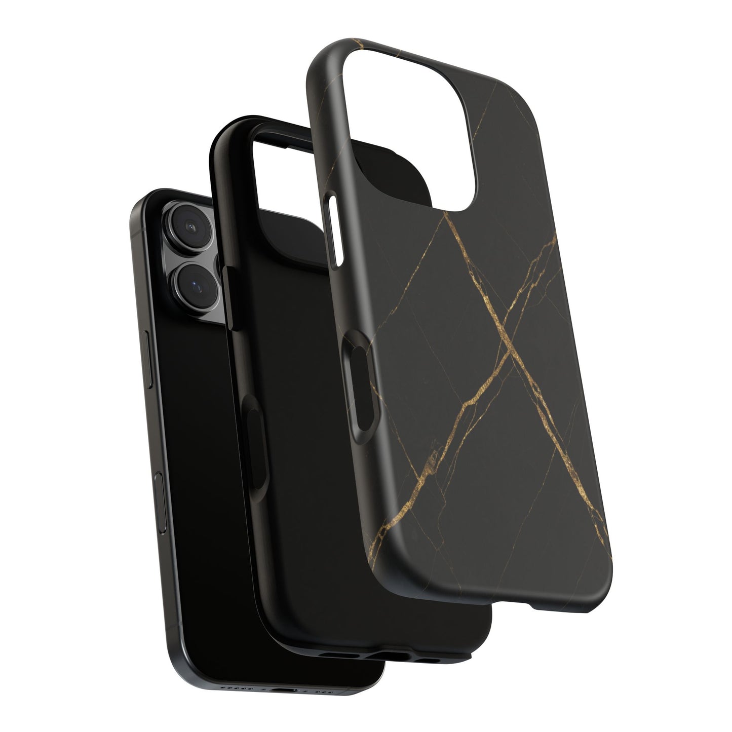 Black Marble Phone Case with Gold Veins | Minimal Luxury Tough Case