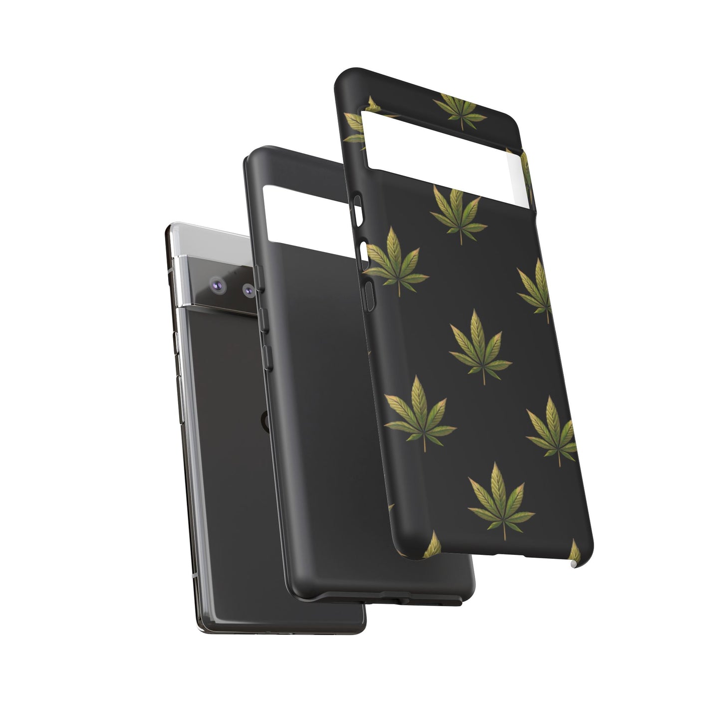 Cannabis Leaf Phone Case Green Weed Leaf Pattern Tough Protective Cover