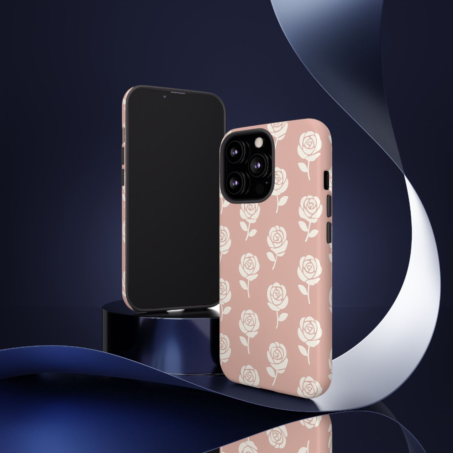 White Rose Pattern Tough Phone Case | Elegant Floral Aesthetic Case for Iphone, Samsung Galaxy and Pixel