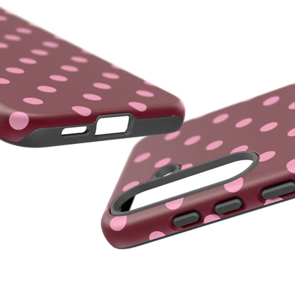 Pink Polka Dot Phone Case – Cute Aesthetic Tough Protective Phone Cover for Iphone, Samsung Galaxy and Pixel