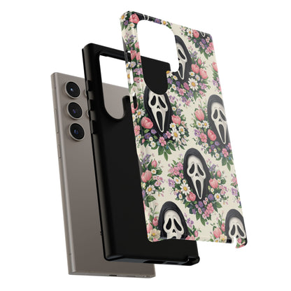 Floral Ghost Face Aesthetic Phone Case – Cute Spooky Tough Cover