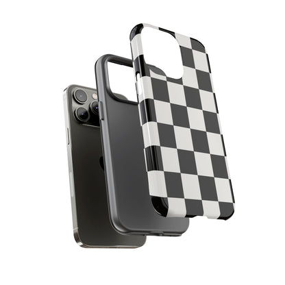 Black & White Checkerboard Phone Case – Classic Aesthetic Tough Protective Case