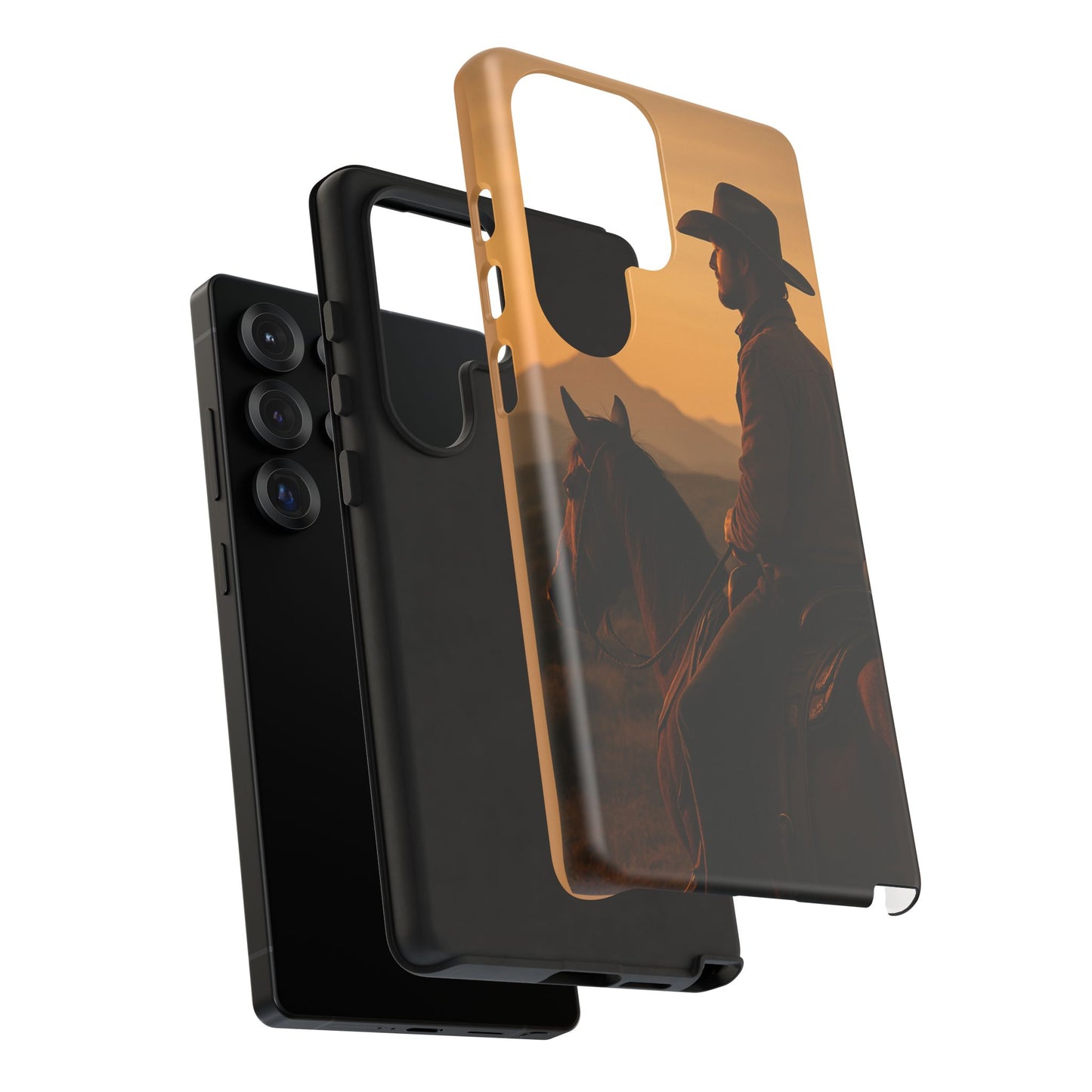 Western Cowboy Sunset Phone Case | Horse Rider Desert Aesthetic Tough Protective Case