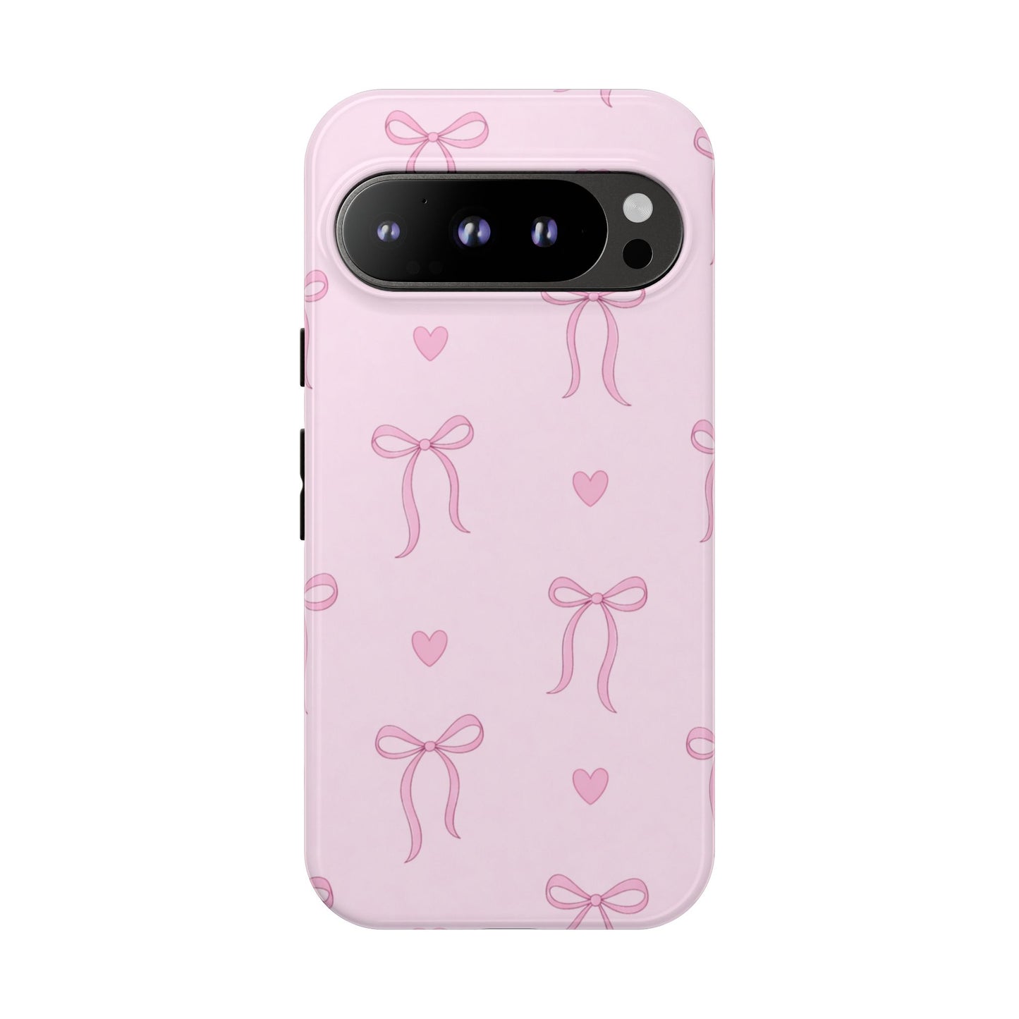 Pink Bow Heart Aesthetic Phone Case – Coquette Cute Tough Cover