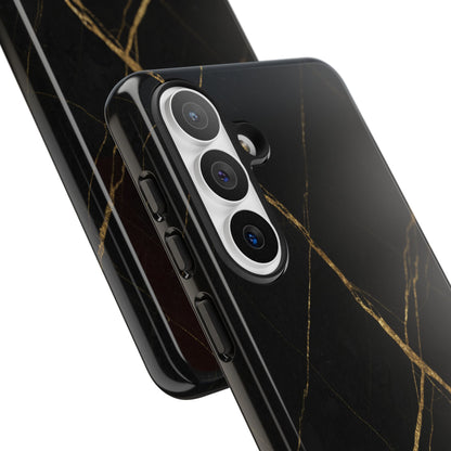 Black Marble Phone Case with Gold Veins – Luxury Minimal Aesthetic Tough Case