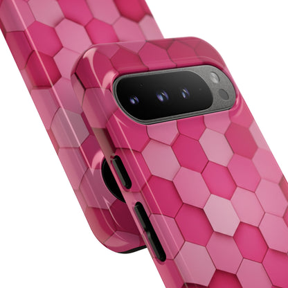 Hot Pink Hexagon Phone Case | Honeycomb Geometric Aesthetic | Cute Pink iPhone & Samsung Tough Protective Case