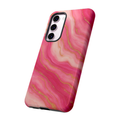 Pink Marble Phone Case | Rose Gold Swirl Aesthetic Tough Protective Case