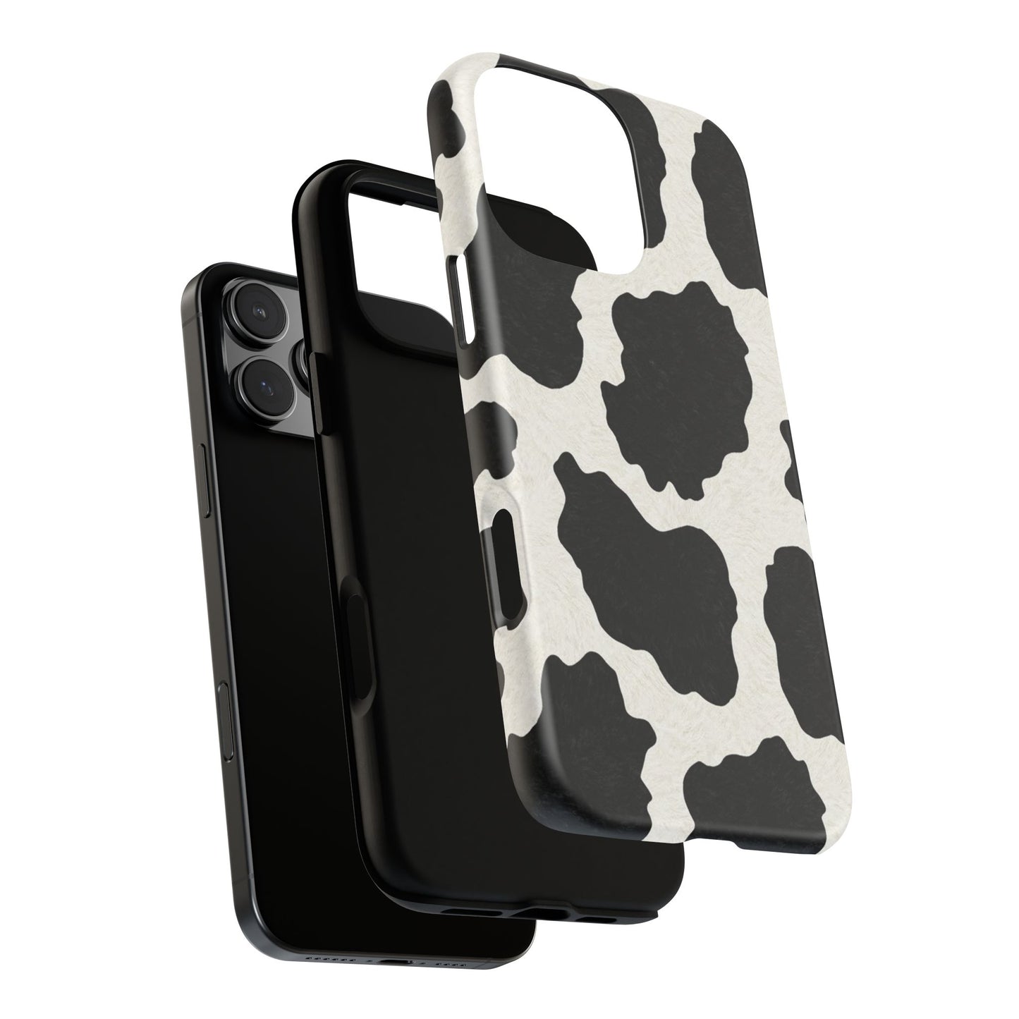 Black & White Cow Print Phone Case | Western Aesthetic iPhone & Samsung Tough Case