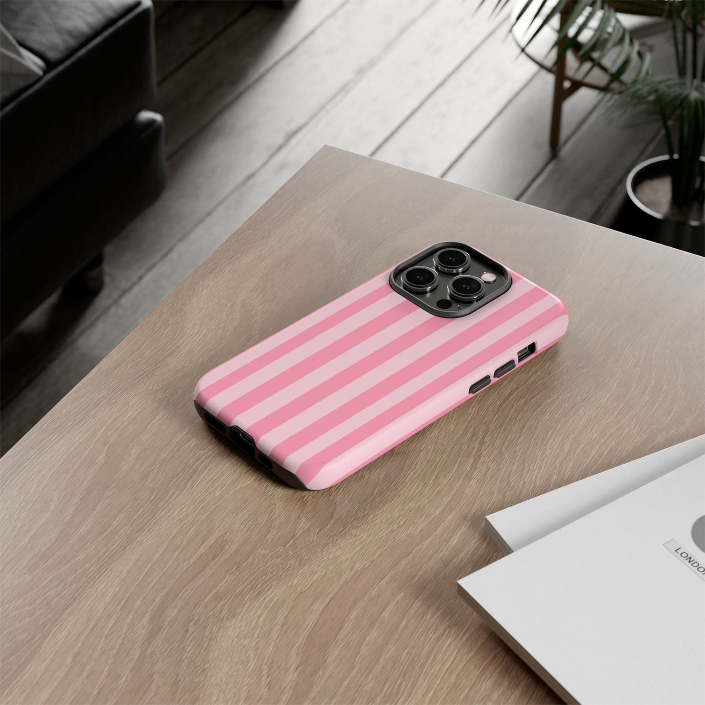 Pink Stripe Phone Case – Pastel Coquette Aesthetic Tough Protective Case