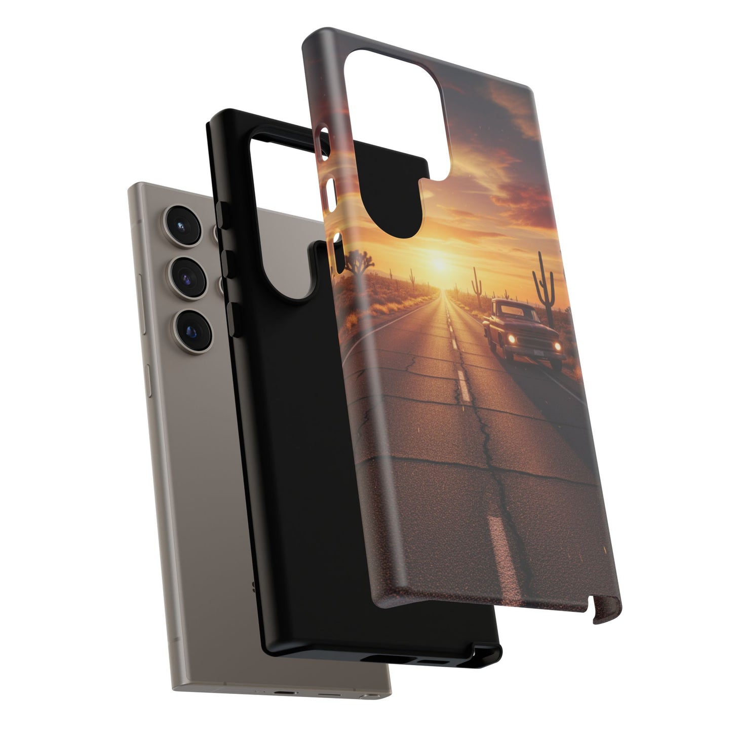 Route 66 Sunset Desert Highway Phone Case – Road Trip Travel Aesthetic Tough Case