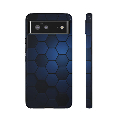 Blue Hexagon Gradient Phone Case | Honeycomb Geometric Tech Aesthetic | Minimalist Tough Case for iPhone & Samsung