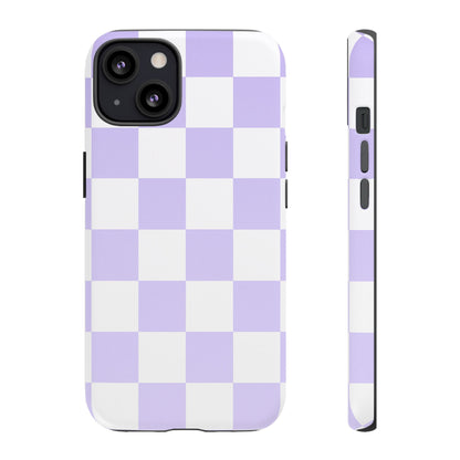 Lavender Checkerboard Phone Case | Pastel Aesthetic Checkered iPhone & Samsung Tough Case