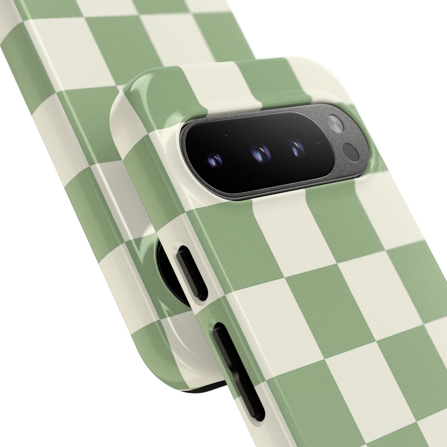 Sage Green Checkerboard Phone Case | Minimal Aesthetic Checkered iPhone & Samsung Tough Case
