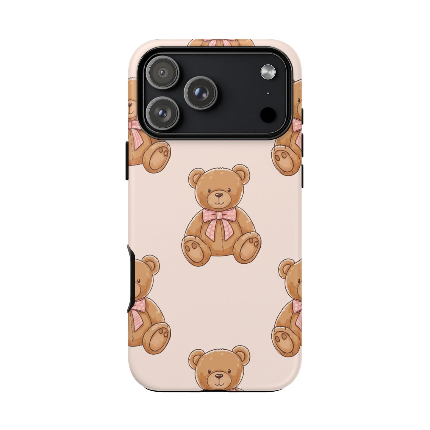 Teddy Bear Phone Case | Cute Coquette Aesthetic Pink Bear Pattern Case | Kawaii Soft Girl iPhone & Samsung Tough Protective Case