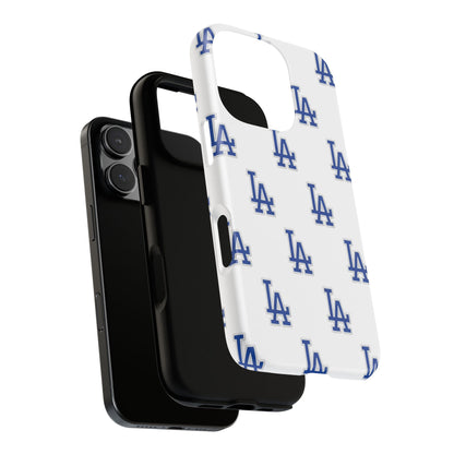 Blue LA Monogram Pattern Phone Case | Minimal Baseball Inspired Tough Cover