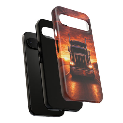 Big Rig Truck Phone Case Sunset Highway Semi Truck iPhone Samsung Cover