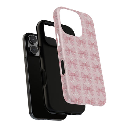 Pink Bow Pattern Phone Case – Soft Coquette Aesthetic Tough Case
