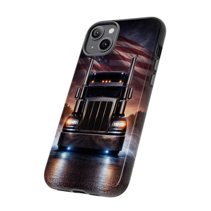 Semi Truck Phone Case American Flag Big Rig Trucker Gift iPhone Samsung