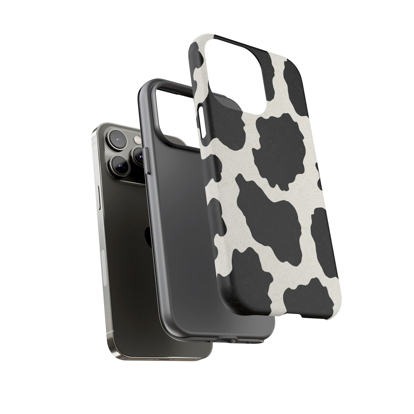 Black & White Cow Print Phone Case | Western Aesthetic iPhone & Samsung Tough Case