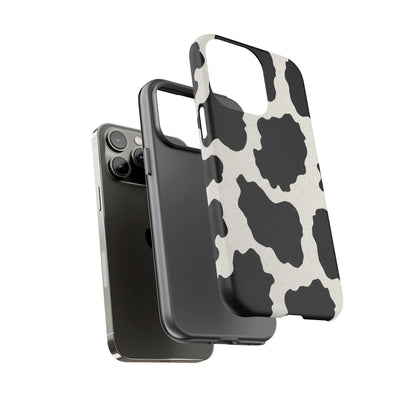 Black & White Cow Print Phone Case | Western Aesthetic iPhone & Samsung Tough Case