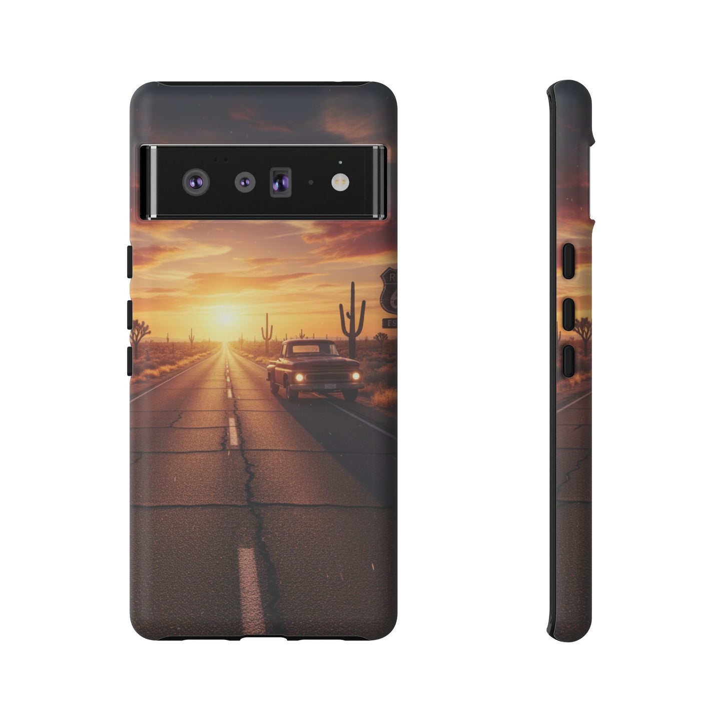 Route 66 Sunset Desert Highway Phone Case – Road Trip Travel Aesthetic Tough Case