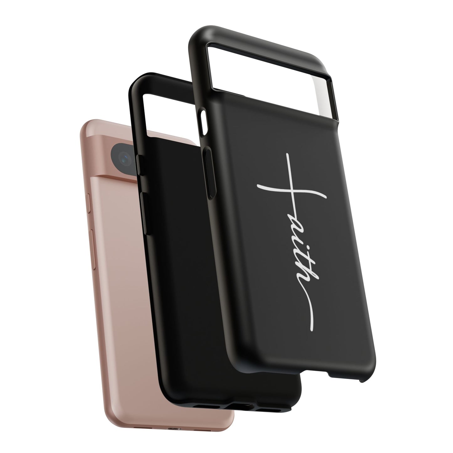 Faith Cross Phone Case, Christian Aesthetic Minimalist Black Matte Case, Religious Gift iPhone Samsung Cover