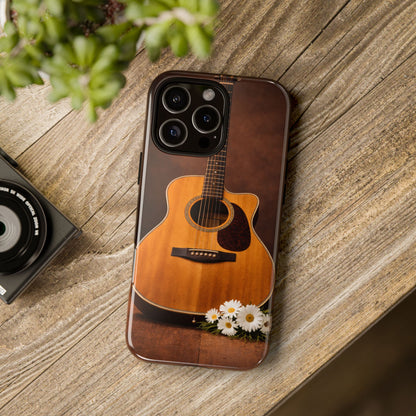 Acoustic Guitar Daisy Phone Case | Rustic Music Lover Tough Cover