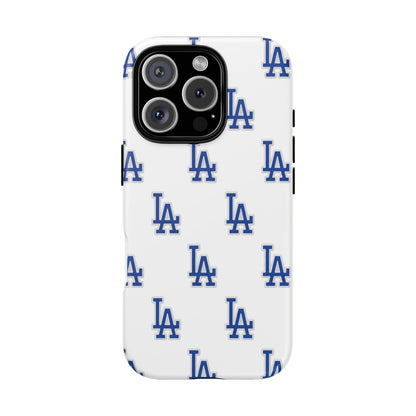 Blue LA Monogram Pattern Phone Case | Minimal Baseball Inspired Tough Cover