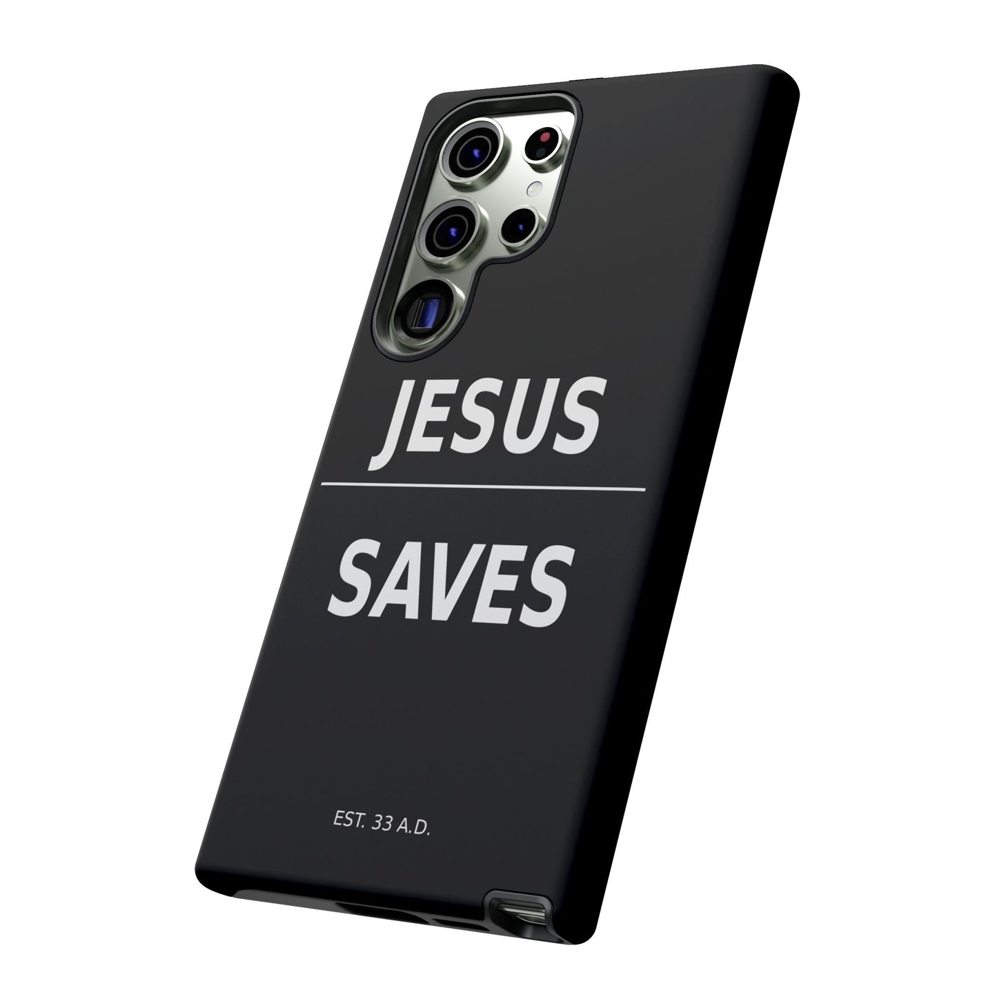 Jesus Saves Phone Case Christian Religious Minimalist Black Tough Cover